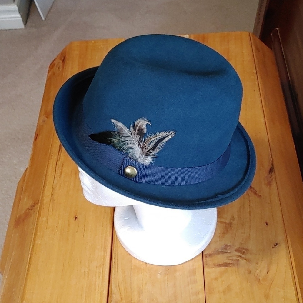 🌻Sandra Augelozzi Blue Wool Fedora